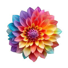 a rainbow colored flower on transparent background