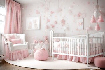 pink nursery baby room with rug
