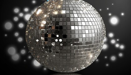 Silver sco Ball facet grey money mirror disco dance club gold party spangle shiny sparkling background flier cardboard card poster evening festive competition night music musical year 70 80 90 - obrazy, fototapety, plakaty