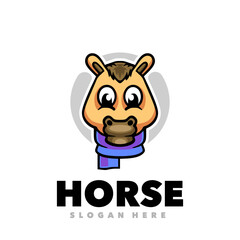 Horse head mascot cartoon logo design 