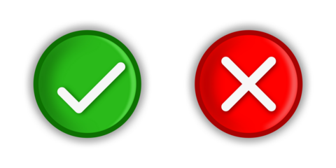 green tick and red cross	