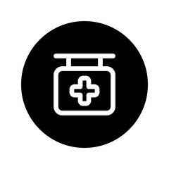 hospital sign line circular icon