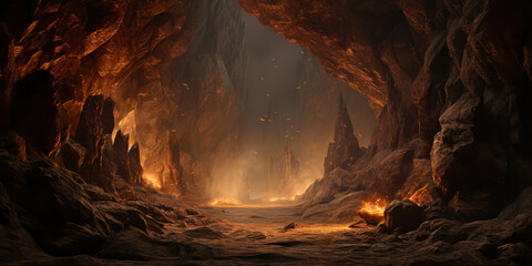 Mountainous stone cave entrance inviting exploration