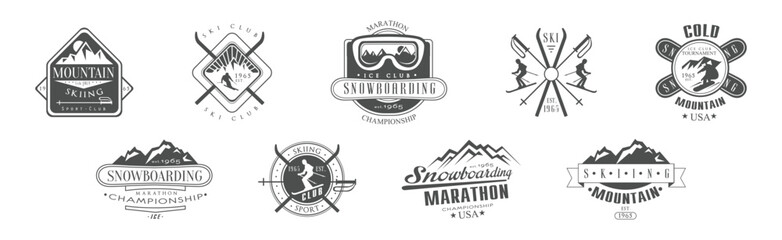 Mountain Camping Club Label and Emblem Vector Set