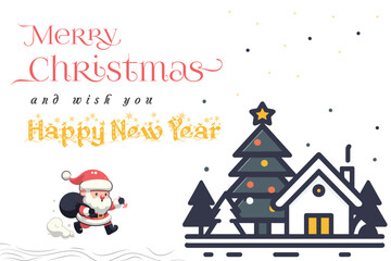 Merry Christmas and Happy New Year Vector Design