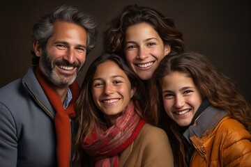 Fototapeta premium Capture the warmth of family: A radiant family portrait, beaming with love and colorful vibes.