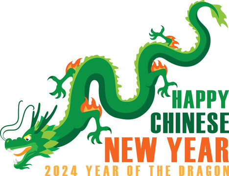 illustration vector image of happy new year 2024 year of the dragon