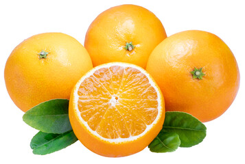Fresh Orange fruit on white background, Japanese Ehime Orange with slices isolate on white background PNG File.