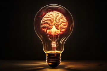 A light bulb with a brain inside represents the power of human ingenuity and creativity. It is a symbol of progress and innovation, suggesting that our brightest ideas come from within.