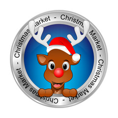 Christmas Market button with reindeer - 3D illustration - 682010118