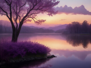 Obraz premium sunrise over lake