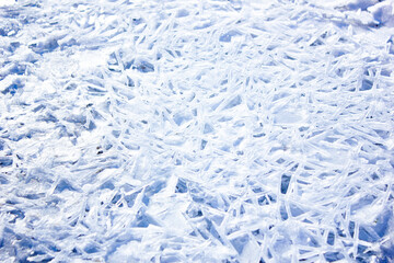 Authentic frozen ice texture. Ice and frost, icy frozen water on the lake.