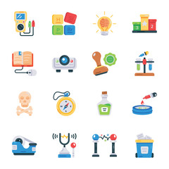 Collection of Science Study Flat Icons 