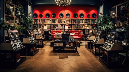 Interior of a luxury vinyl shop