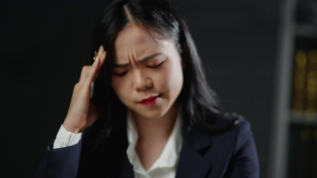 Lawyer feels stressed then tear, crumple and throw away paper and gavel hammer.