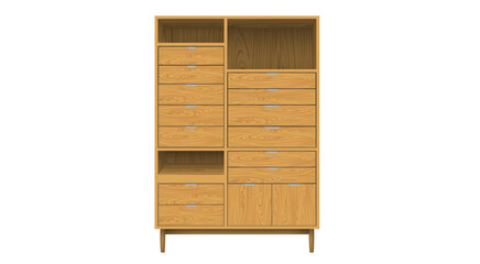 wooden showcase cabinet on the white background	