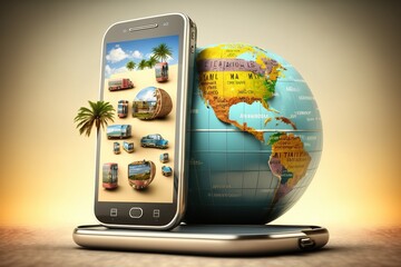 globe phone Mobile concept tourism Travel