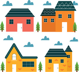 simple flat 4 set house 