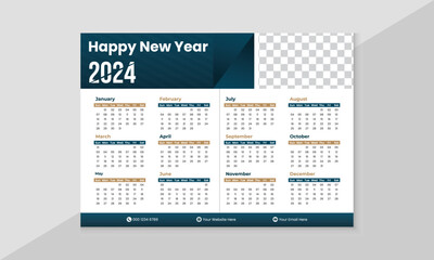 Modern Simple Desktop Calendar 2024. Minimal Design For Print
