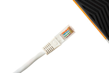 Network cable isolated on white background studio shot