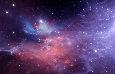 Fantasy space nebula. Giant interstellar cloud with stars