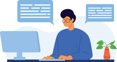 illustration of a person with a laptop