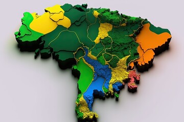3d Brazil map Threedimensional