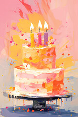 birthday cake with candles