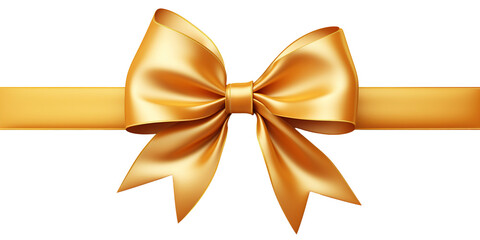 Golden ribbon and bow isolated on white background