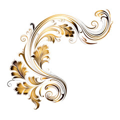 Sparking frame Gold Decorate Gold vintage baroque corner ornament retro pattern antique style acanthus. Decorative design element filigree calligraphy vector. You can use for wedding decoration of gre