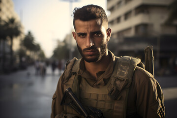 Fototapeta premium portrait of Israeli soldier in uniform