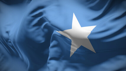 Close-up view of Somalia national flag fluttering in the wind.