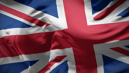 Close-up view of United Kingdom national flag fluttering in the wind.