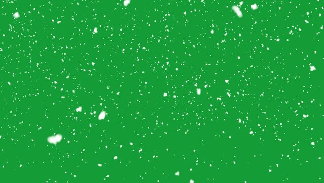 Snow falling on green background
