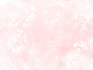 ピンクの水彩テクスチャ背景桜入り背景