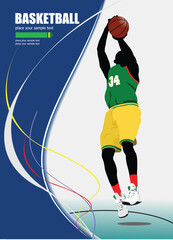 Basketball playe poster. Vector illustration