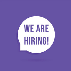 speech bubble like we are hiring icon. flat cartoon trend modern simple business logotype graphic ad creative design web element. concept of office worker search or find good employee or position