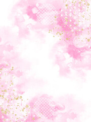 キラキラの和柄背景ピンク
