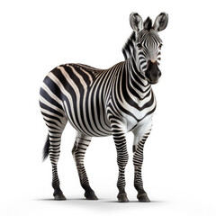 A Zebra on white background