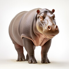 Fototapeta premium A Hippopotamus full shape realistic photo on white background 