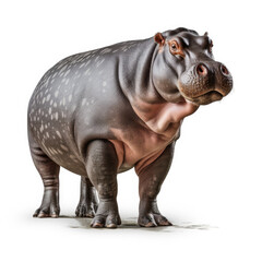 A Hippopotamus full shape realistic photo on white background 