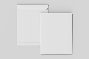 Large Size Kraft Envelope template, 3d illustration.