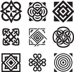 celtic elements ornaments knots icon set - obrazy, fototapety, plakaty