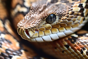 Close up photo of an adult snake's head