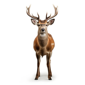 A Deer full shape realistic photo on white background