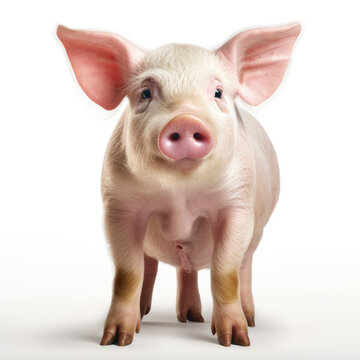 A Pig full shape realistic photo on white background