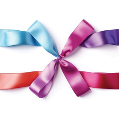 Green ribbons for breast cancer awareness on white background