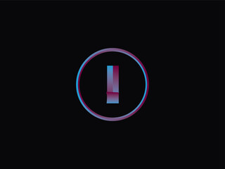 Typography I Logo Art, Initial i Circle Purple Color Logo With Black Background Design