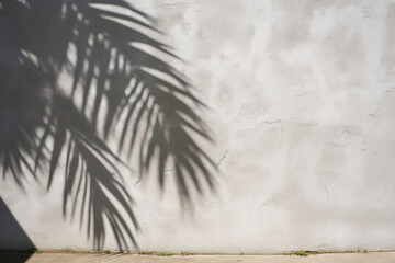 Palm Leaves Shadow on Concrete Wall, Abstract Background for Summer and Beach Designs