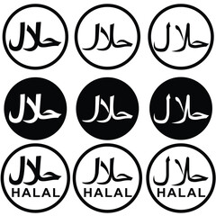 Set of arabic halal symbol. Halal logo